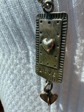 Comstock Sterling Love Necklace Envelope Dangle 3D Heart Silver Chain Signed
